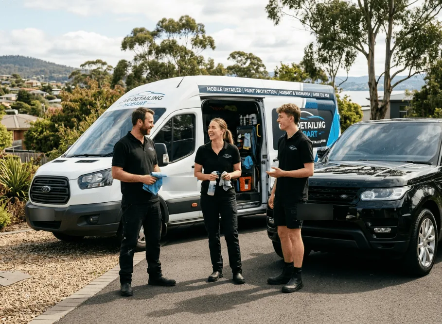 The Professional Touch Car Detailing Hobart team beside their van